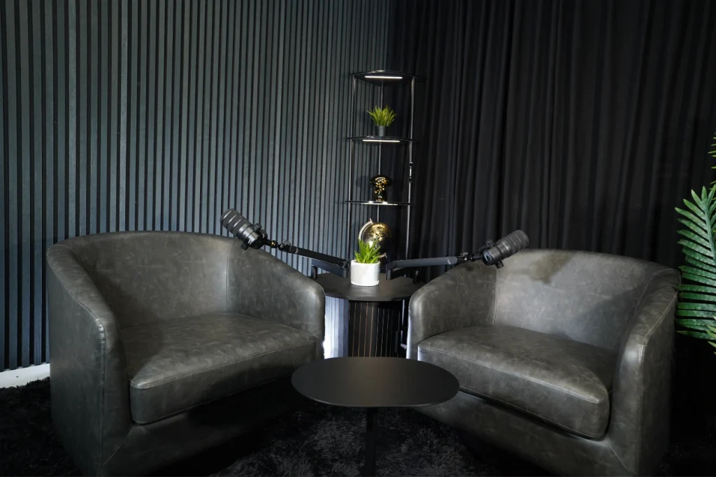 black podcast studio