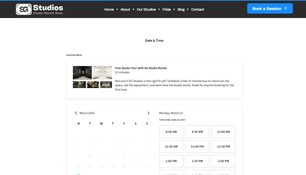 booking studio