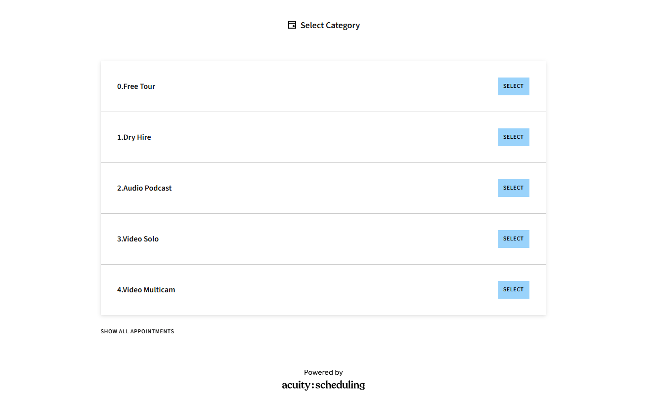 booking page